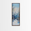 Snowy Mountain Path, winter landscape painting, mountain painting, pine tree art, rustic wall art, framed canvas print