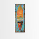 Surfboard Painting, Ocean Art, Canvas Print, Coastal Cowgirl Wall Art, Beach House Art, Tropical Art, Long Narrow Art