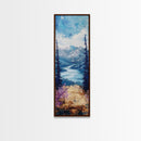 Mountain River, landscape painting, lake Tahoe art, pine tree art, rustic wall art, framed canvas print, extra wide art