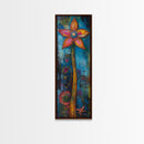 Vibrant Flower, botanical prints, pink orange wall art, boho art, whimsical art, tall narrow art, framed canvas print