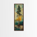 Tall Pine, wabi sabi art, rustic decor, pine tree art, nature inspired, farmhouse art, framed canvas print, above bed art