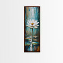 White Lotus, zen wall art, botanical prints, yoga art, teal wall art, sacred geometry wall art, framed canvas print, minimalist art