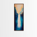 Waterfall Painting, Blue and Green Wall Art, Nature Landscape, Vertical Wall Art, Coastal Decor, Canvas Print, Gift Idea, Boho Art