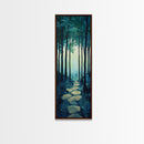 Forest Path, pine tree art, wabi sabi wall art, rustic decor, landscape painting, tall narrow art, green wall art, canvas print