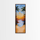 Tropical Sunset, palm tree painting, coastal decor, Hawaii art, nautical painting, framed canvas print,  coastal landscape art