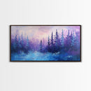 Forest at Dusk, Moody Art, Pine Tree Art, Smoky Mountain Art, Framed Canvas Print, Landscape Painting, Extra Wide Art