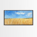 Wheat Field, landscape painting, farmhouse art, rustic wall art, extra wide art, bedroom art, framed canvas print, gift idea