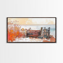 Rustic Dock, coastal decor, rustic art, farmhouse art, seascape painting, nautical painting, framed canvas print, extra wide art