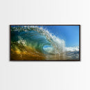 Barrel Wave, Surfing Photography, Panoramic Art, Canvas Print, Coastal Decor, Nautical Painting, Beach Wall Art, Surf Wall Art