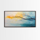 Cherry blossom painting, coastal decor, framed canvas print, minimalist art, abstract landscape, extra wide art, horizontal wall art
