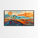 Surreal Abstract Art, phoenix metal art, geometric wall art, moody art, panoramic art, extra wide art, Framed Canvas Print