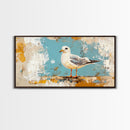 Seagull Painting, Coastal Landscape Art, Nautical Wall Art, Rustic Decor, Framed Canvas Print, Beach House Art, Bird Art