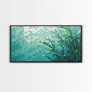 Kelp Forest Art, Coastal Landscape Art, Nautical Wall Art, Framed Canvas Print, Ocean Inspired Artwork, Blue and Green Wall Art