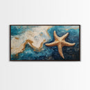 Starfish Painting, Coastal Wall Art, Ocean Art, Framed Canvas Print, Nautical Decor, Beach House Art, Blue and Green Wall Art