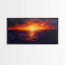 Vivid Sunset, Water Reflection, Zen Wall Art, Coastal Painting, Nautical Decor, Moody Art, Framed Canvas Print, Seascape Painting