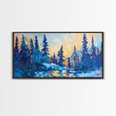 Pine trees, winter landscape, moody forest, framed canvas print, pine tree art, smoky mountain art, rustic wall art