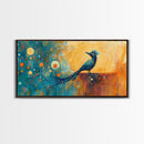 Whimsical Bird Art, Peacock Wall Art, Surreal Painting, Colorful Wall Art, Boho Art, Fantasy Art, Extra Wide Art, Framed Canvas Print