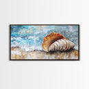 Seashell Art, Coastal Landscape, Nautical Wall Art, Rustic Wall Art, Extra Wide Art, Horizontal Wall Art, Framed Canvas Print, Beach House Decor