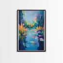 Water Lily Painting, Impressionist Landscape, Tranquil Pond Art, Botanical Prints, Nature Wall Art, Canvas Print