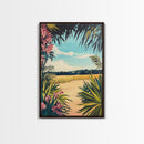 Tropical Landscape, palm tree painting, botanical prints, coastal landscape art, Canvas Print, living room art, wabi sabi wall art