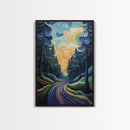 Fantasy Forest, pine tree art, forest at dusk painting, smoky mountain art, Canvas Print, moody art, tall skinny art, guest room art