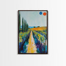 Vineyard Path, Tuscany painting, landscape painting, farmhouse art, rustic decor, above couch art, framed canvas print, wall art