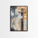 Rustic Telephone Pole Framed Canvas Print Industrial Wall Art, Urban Grunge Decor, Abstract Cityscape Painting, Modern Office Artwork