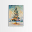 Winter Pine Tree Canvas Print Seasonal Landscape Art Snowy Forest Painting Nature Wall Art Christmas Home Decor Cozy Living Room