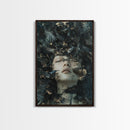 Dark Mystic Bird Canvas Print - Surreal Gothic Art, Moody Wall Decor, Dramatic Dreamscape Painting, Black Feather Fantasy Artwork
