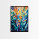 Vibrant Leaves, Botanical Art, Modern Abstract Art, Green Wall Art, Minimalist Art, Living Room Art, Canvas Print, Gift Idea
