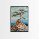 Bonsai Cliff, Pine Tree Art, Coastal Landscape Art, Nautical Decor, Coastal Wall Art, Canvas Print, Living Room Art, Gift Idea