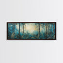 Enchanted Forest Glow Canvas Print Moody Woodland Art, Blue Green Nature Painting, Dreamy Landscape Decor, Large Living Room Artwork