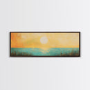 Golden Sunset Coastal Canvas Print, Minimalist Ocean Wall Art, Warm Beach Decor, Large Modern Art, Bedroom Wall Art, Nature Painting