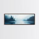 Misty Lake Forest Art, Moody Nature Painting, Blue Foggy Landscape, Tranquil Cabin Decor, Scandinavian Wall Art, Bedroom Art