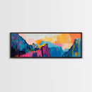 Colorful Mountain Reflections Canvas Print - Abstract Nature Wall Art, Vibrant Sunset Painting, Home Decor, Bold Artistic Statement