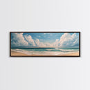 Ocean Wave Horizon Canvas Print Coastal Seascape Wall Art, Tranquil Beach Painting, Nautical Home Decor, Relaxing Living Room Artwork