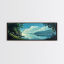 Tranquil Lake Landscape Painting Nature Serenity Wall Art Forest Reflection Artwork Minimalist Modern Home Decor