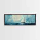 Sailboat on Open Sea Framed Canvas Print Nautical Wall Art, Ocean Painting, Coastal Home Decor, Minimalist Seascape, Beach House Art