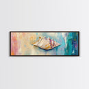 Textured Seashell Framed Canvas Print Beach House Decor, Coastal Wall Art, Pastel Ocean Painting, Nautical Theme, Home Decor