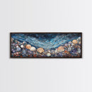 Seashell Beach Framed Canvas Print Coastal Wall Art, Ocean Inspired Artwork, Textured Nautical Painting, Tropical Home Decor