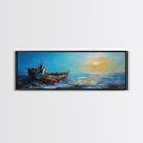 Abandoned Boat Canvas Print Nautical Wall Art, Coastal Decor, Seascape Painting, Ocean Inspired Artwork, Living Room Aesthetic