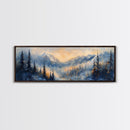 Misty Forest Sunrise Canvas Print Mountain Landscape Painting Nature Inspired Rustic Wall Art Cozy Living Room Decor Fall Aesthetic
