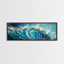 Ocean Wave, Blue Coastal Wall Art, Water Splash Painting, Beach House Decor, Canvas Print, Nautical Style, Bathroom Artwork