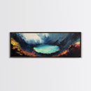 Volcanic Lake, Dramatic Scenery, Canvas Print, Dark Wall Art, Living Room Decor, Moody Landscape, Bold Colors, Office Wall Art