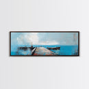 Ocean Pier, Blue Coastal Art, Nautical Wall Decor, Beach House Art, Living Room Wall Art, Seascape Painting, Canvas Print
