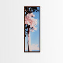 Cherry Blossom Tree, Spring Nature Art, Pink Floral Landscape, Modern Minimalist, Home Office Art, Framed Canvas Print