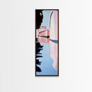 Harbor Reflections, Nautical Wall Art, Coastal Painting, Blue and Pink Decor, Ocean Home, Minimalist Seascape, Framed Canvas Print