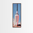 Nautical Buoy, Maritime Decor, Ocean Painting, Framed Canvas Print, Coastal Wall Art, Minimalist Art, Blue and Pink, Gift, Office