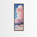 Pink Clouds, Coastal Sky, Beach Serenity, Canvas Print, Pastel Wall Art, Minimalist Painting, Bedroom Decor, Dreamy Art, Gift