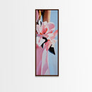 Pink Flowers, Floral Elegance, Feminine Botanical Art, Chic Wall Decor, Romantic Aesthetic, Modern Bloom Painting, Framed Canvas Print